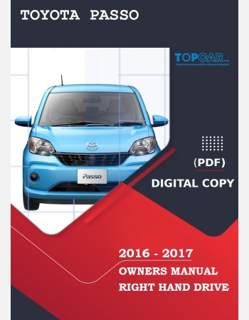 toyota passo 2016-2017 owners manual in english